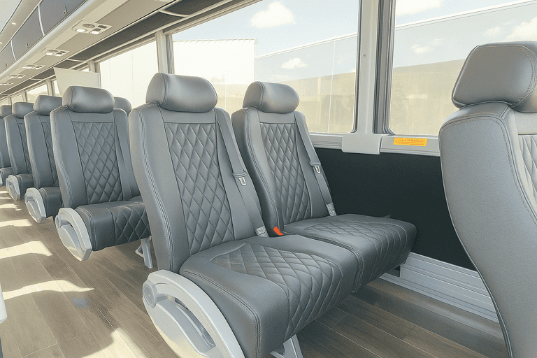 interior of Syracuse Shuttle Bus Rentals charter bus